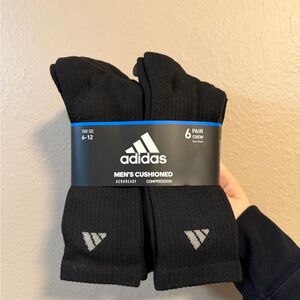 adidas Men's Black Crew Socks - 6 Pack